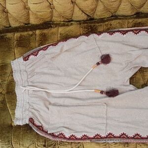 Free People Cream Textured Boho Pants